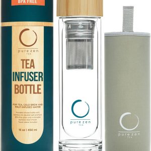 🍵 Pure Zen Glass Tea Infuser Bottle (15 oz)